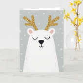 Polar Bear Reindeer Christmas Card Kaart (Gele Bloem)