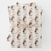 Polar Bear Robin Pattern White and cream Christmas Inpakpapier Vel (In situ)