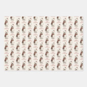 Polar Bear Robin Pattern White and cream Christmas Inpakpapier Vel (Voorkant)