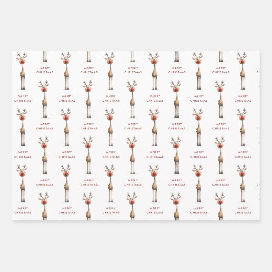 Polar Bear Santa and Reindeer Christmas Inpakpapier Vel (Voorkant 2)