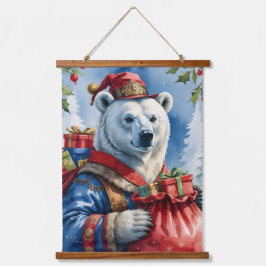 Polar Bear Santa Christmas Design Hangend Wandkleed