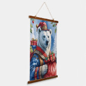 Polar Bear Santa Christmas Design Hangend Wandkleed (Gebogen)