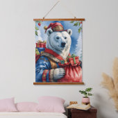 Polar Bear Santa Christmas Design Hangend Wandkleed (Slaapkamer)