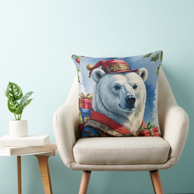 Polar Bear Santa Christmas Design Kussen (Stoel)