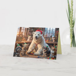 Polar Bear Santa Workshop Card Kaart