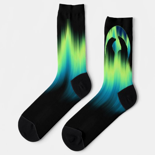 Polar Bear Socks Aurora Bears Art Socks Customize Sokken (Links)