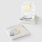 Polar Bear Stenen Onderzetter (Zijkant)