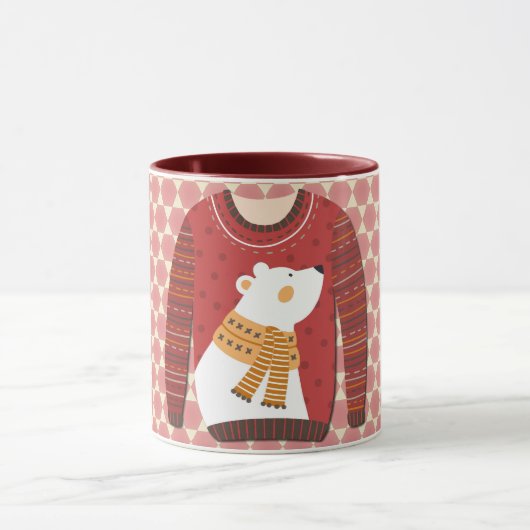 Polar Bear Ugly Sweater Art Mug Cup Mok (Midden)
