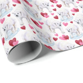 Polar Bear Valentine Gift Wrapping Paper - White Cadeaupapier (Rol Hoek)