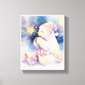 Polar Bear Whimsical Watercolor Nursery Canvas  (Voorkant)
