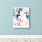 Polar Bear Whimsical Watercolor Nursery Canvas  (Insitu (Houten vloer))