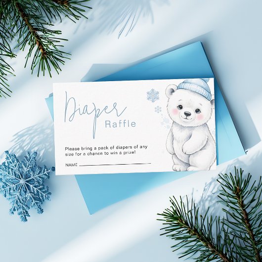 Polar Bear Winter Baby Shower Diaper Raffle Ticket Informatiekaartje