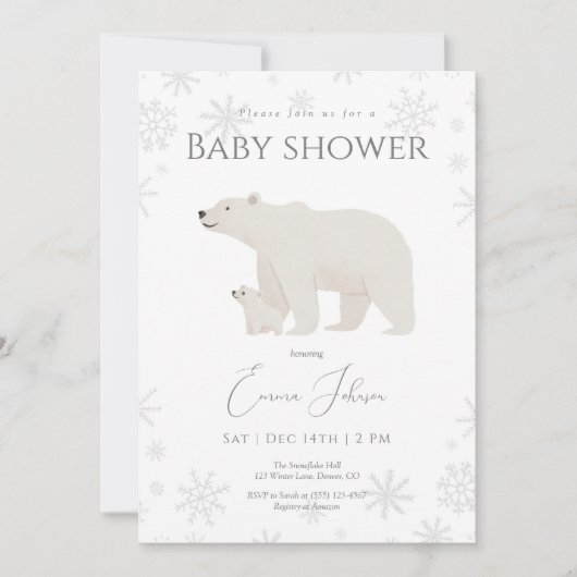 Polar Bear Winter Baby Shower Invitation | Gender Bedankkaart (Voorkant)