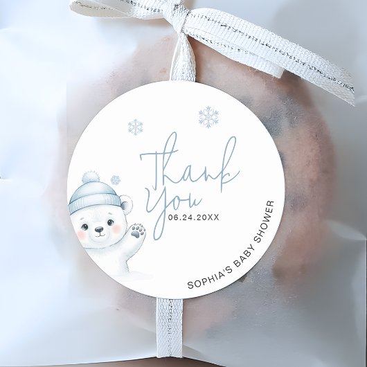 Polar Bear Winter Baby Shower Thank You Ronde Sticker