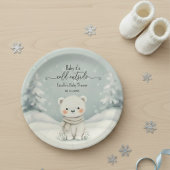 Polar Bear Winter Gender Neutral Snow Baby Shower Papieren Bordje