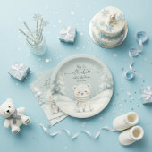 Polar Bear Winter Gender Neutral Snow Baby Shower Papieren Bordje