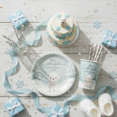 Polar Bear Winter Gender Neutral Snow Baby Shower Papieren Bordje