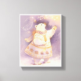 Polar Bear Winter Magic | Whimsical Nursery Art  Canvas Afdruk