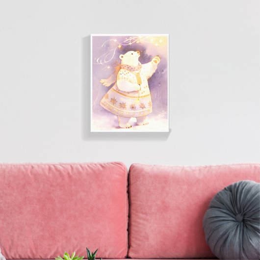 Polar Bear Winter Magic | Whimsical Nursery Art Canvas Afdruk (Insitu (Woonkamer))