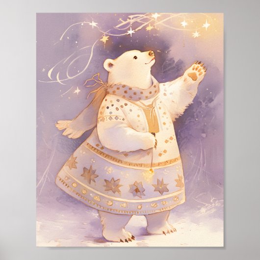 Polar Bear Winter Magic | Whimsical Nursery Art  Poster (Voorkant)