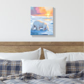 Polar Bear Winter Watercolor Animal Painting Canvas Afdruk (Insitu (Slaapkamer))