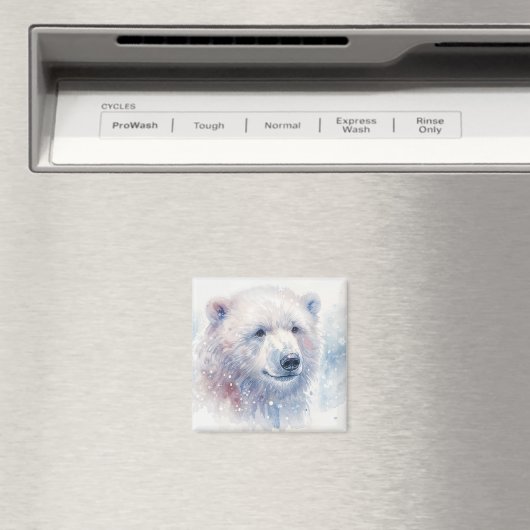 Polar Bear Winter Watercolor Magnet (Insitu (Vaatwasser))