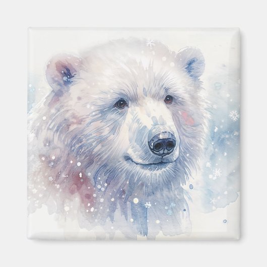 Polar Bear Winter Watercolor Magnet (Voorkant)