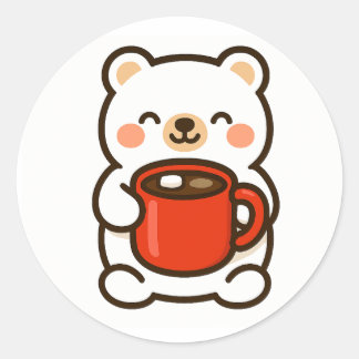 Polar Bear With Coffee – Cute Animal Sticker