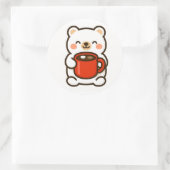 Polar Bear With Coffee – Cute Animal Sticker (Tas)