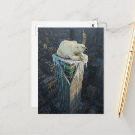 Polar Bear Wolkenkrabber smeltend ijs wereldwijde  Briefkaart