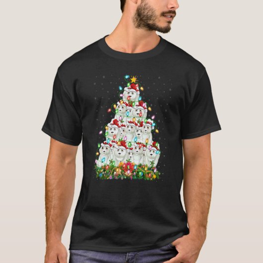 Polar Bear Xmas Lights Santa Polar Bear Christmas T-shirt (Voorkant)