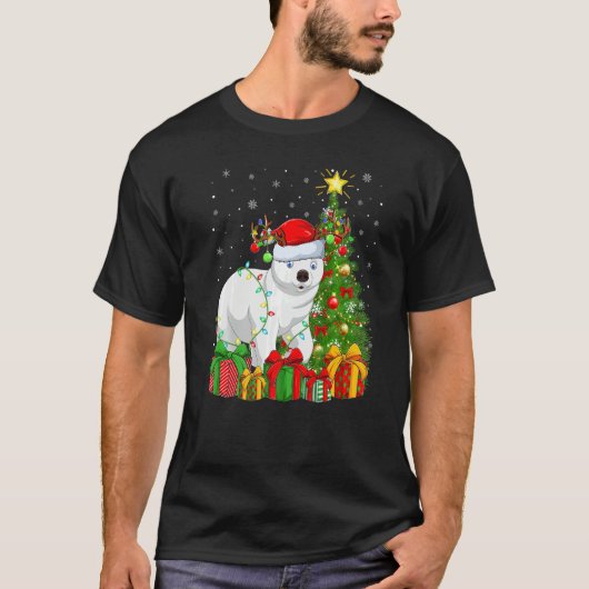 Polar Bear Xmas Lights Santa Polar Bear Christmas T-shirt (Voorkant)