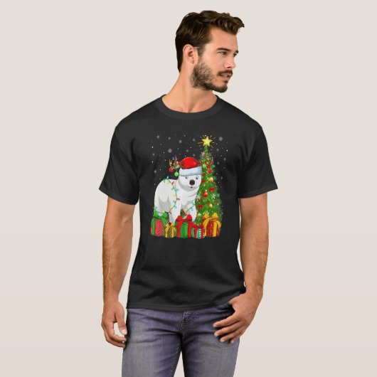 Polar Bear Xmas Lights Santa Polar Bear Christmas T-shirt (Voorkant volledig)