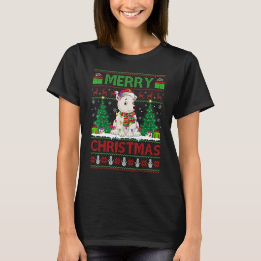 Polar Bear   Xmas Tree Ugly Santa Polar Bear Chris T-shirt (Voorkant)