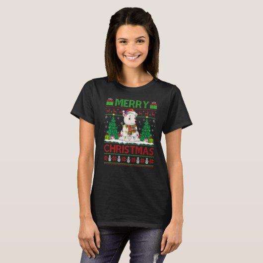 Polar Bear Xmas Tree Ugly Santa Polar Bear Christ T-shirt (Voorkant volledig)