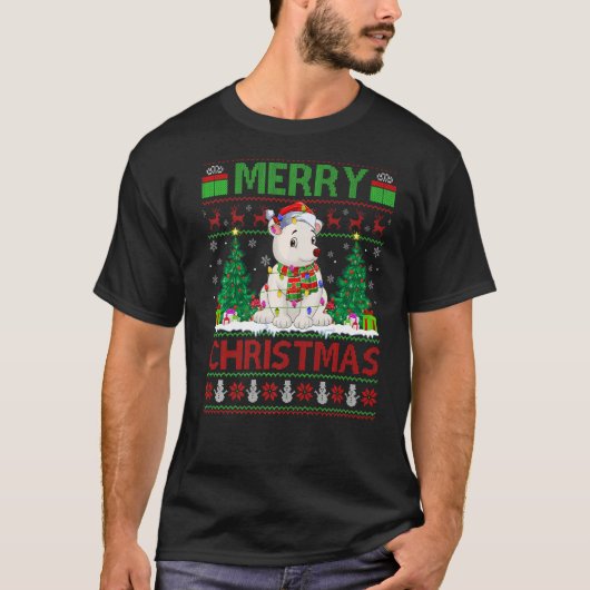 Polar Bear  Xmas Tree Ugly Santa Polar Bear Christ T-shirt (Voorkant)