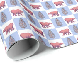 Polar Bears and Block Print Topiary Wrapping Paper Cadeaupapier