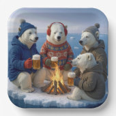 Polar Bears Drinking Around a Campfire Papieren Bordje (Voorkant)