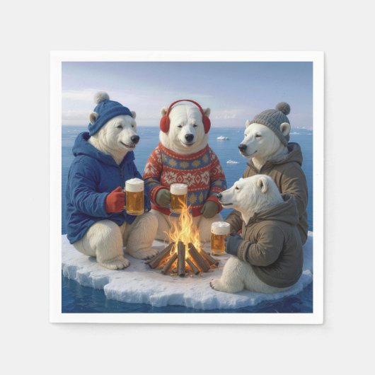 Polar Bears Drinking Around a Campfire  Servet (Voorkant)