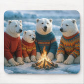 Polar Bears Gathering Around a Bonfire Muismat (Voorkant)