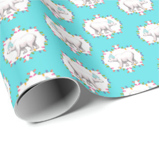 Polar Bears in Pom Pom Ski Hats Wrapping Paper Cadeaupapier