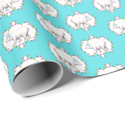 Polar Bears in Pom Pom Ski Hats Wrapping Paper Cadeaupapier (Rol Hoek)