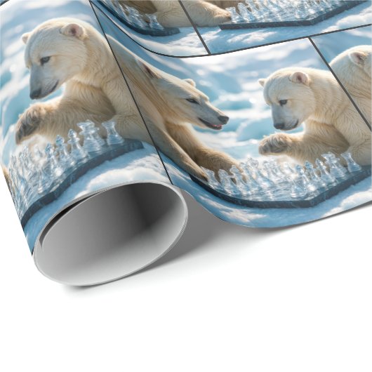 Polar Bears Playing Chess Cadeaupapier (Rol Hoek)