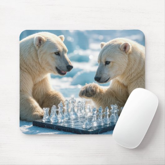 Polar Bears Playing Chess Muismat (Met muis)