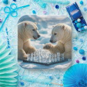 Polar Bears Playing Chess On a Glacier Papieren Bordje (Feest)