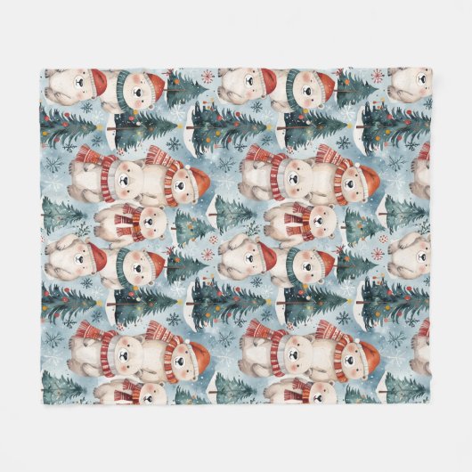 Polar Bears Winter Fleece Blanket | Hats & Scarves (Voorkant (Horizontaal))