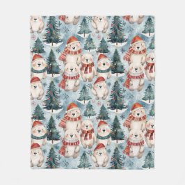 Polar Bears Winter Fleece Blanket | Hats & Scarves Deken