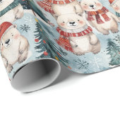 Polar Bears with Hats & Scarves Wrapping Paper Cadeaupapier (Rol Hoek)