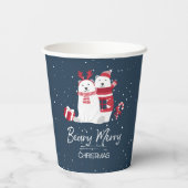 Polar Beary Merry Kerstmis ID851 Papieren Bekers (Achterkant)