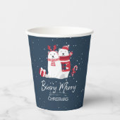 Polar Beary Merry Kerstmis ID851 Papieren Bekers (Voorkant)